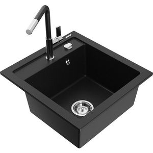 MEXEN/S MEXEN/S - Vito granitový drez 1-miska vrátane batérie Flora, čierna 6503-77-670401-07 vyobraziť