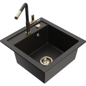 MEXEN/S MEXEN/S - Vito granitový drez 1-miska vrátane batérie Flora, čierna/zlatá metalik 6503-75-670401-57-G vyobraziť
