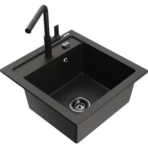 MEXEN/S MEXEN/S - Vito granitový drez 1-miska vrátane batérie Flora, čierna/zlatá metalik 6503-75-670401-70-B vyobraziť