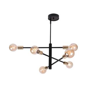 Luster na tyči ONYX 6xE27/60W/230V čierna/zlatá 31920 vyobraziť