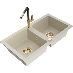 MEXEN/S MEXEN/S - Mario granitový drez 2-bowl vrátane batérie Flora, béžová 6504-69-670401-57-G vyobraziť