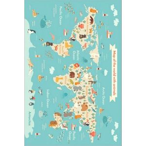 Detský koberček Mapa zvieracieho sveta 100x150 cm modrý vyobraziť