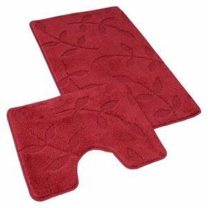 Kvalitex Súprava kúpeľňových predložiek Listy vínová, 60 x 100 cm, 60 x 50 cm vyobraziť