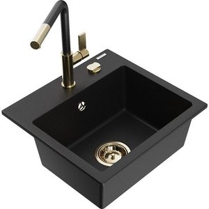 MEXEN/S MEXEN/S - Milo granitový drez 1-miska vrátane batérie Flora, čierna 6505-77-670401-57-G vyobraziť