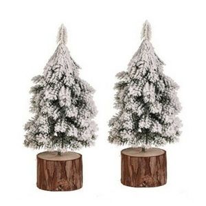 Vianočná dekorácia Stromček na kláte, 19 cm, zasnežený, SET 2 KS vyobraziť