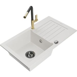 MEXEN/S MEXEN/S - Pablo granitový drez 1 s odkvapkávačom vrátane batérie Flora, biela 6510-20-670401-57-B vyobraziť