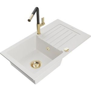 MEXEN/S MEXEN/S - Pablo granitový drez 1 s odkvapkávačom vrátane batérie Flora, biela 6510-20-670401-57-G vyobraziť