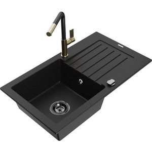 MEXEN/S MEXEN/S - Pablo granitový drez 1 s odkvapkávačom vrátane batérie Flora, čierna 6510-77-670401-57-B vyobraziť