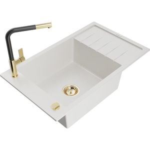 MEXEN/S MEXEN/S - Elias granitový drez 1 s odkvapkávačom vrátane batérie Flora, biela 6511-20-670401-57-G vyobraziť