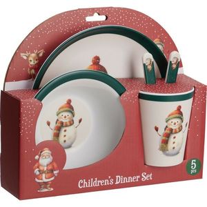 5-dielna detská jedálenská súprava z melamínu Snehuliak vyobraziť