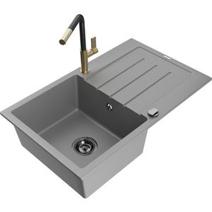 MEXEN/S MEXEN/S - Bruno granitový drez 1 s odkvapkávačom vrátane batérie Flora, šedá 6513-71-670401-57-B vyobraziť