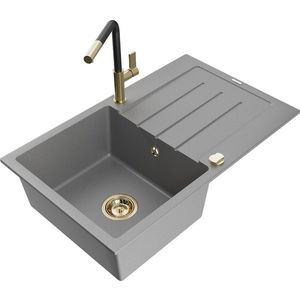 MEXEN/S MEXEN/S - Bruno granitový drez 1 s odkvapkávačom vrátane batérie Flora, šedá 6513-71-670401-57-G vyobraziť