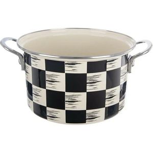 Hrniec smalt ŠACHOVNICA Lem 4 l, pr. 22 cm vyobraziť