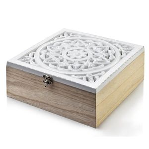 Dřevěná krabička na čaj Dianna hnědá/bílá vyobraziť