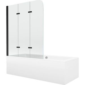 MEXEN/S - Cube obdĺžniková vaňa 170 x 80 cm s panelom + vaňová zástena 120, transparent, čierna 550517080X9012037000 vyobraziť