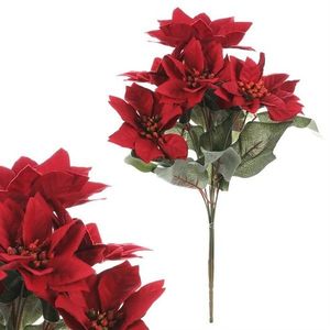 Umelá kytica Vianočná ruža, 7 kvetov, červená, 43 cm vyobraziť