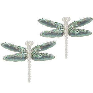 Set vianočných ozdôb Vážka, zelená, 13x9x1, 5 cm, s klipom, SET 2 ks vyobraziť