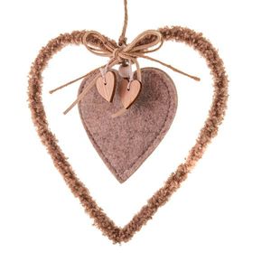 Textilné závesné srdce 16 cm, fleece vyobraziť