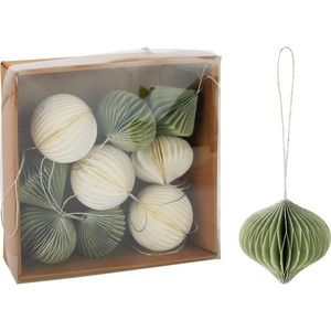 Súprava 9 ks vianočných ozdôb Ornaments, bielo-zelená, 6 cm, honeycomb vyobraziť