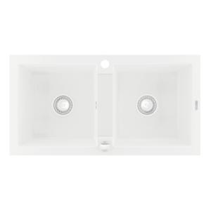 Dvojkomorový granitový drez MEXEN MARIO biely vyobraziť