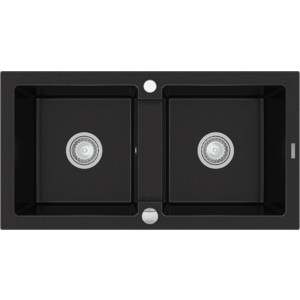 Dvoukomorový granitový dřez MEXEN MARIO černý vyobraziť