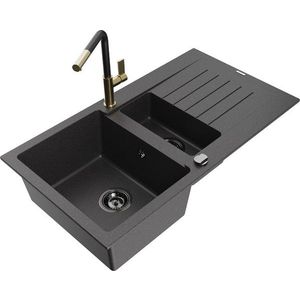 MEXEN/S MEXEN/S - Matias granitový drez 1.5 s odkvapkávačom vrátane batérie Flora, čierna kropenatá 6502-76-670401-57-B vyobraziť