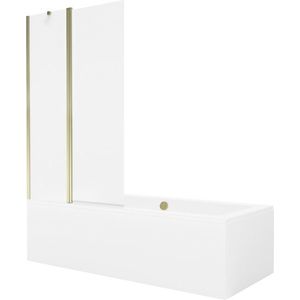 MEXEN/S - Cube obdĺžniková vaňa 170 x 80 cm s panelom + vaňová zástena 100, transparent, zlatá 550517080X9410115000 vyobraziť