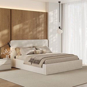 Dvoulůžková čalouněná postel Amelia 180x200 se zvedacím roštem krémová vyobraziť