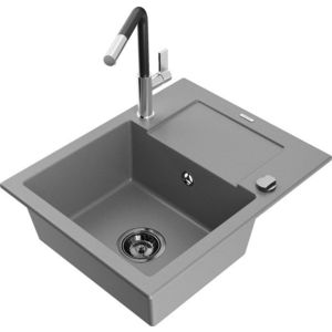 MEXEN/S MEXEN/S - Enzo granitový drez 1-miska s odkvapkávačom vrátane batérie Flora, šedá 6506-71-670401-07-B vyobraziť