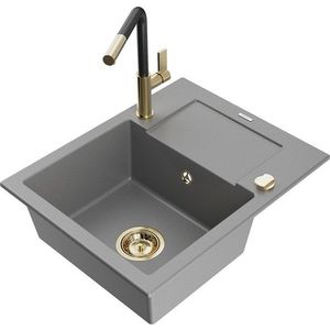 MEXEN/S MEXEN/S - Enzo granitový drez 1-miska s odkvapkávačom vrátane batérie Flora, šedá 6506-71-670401-57-G vyobraziť