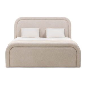 Dvoulůžková čalouněná postel Ovoid 140x200 s úložným prostorem béžová vyobraziť