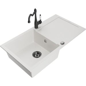 MEXEN/S MEXEN/S - Leo granitový drez 1-miska s odkvapkávačom vrátane batérie Carla, biela 6501-20-670700-70 vyobraziť