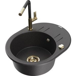 MEXEN/S MEXEN/S - Kevin granitový drez 1-miska s odkvapkávačom vrátane batérie Flora, čierna kropenatá 6517-76-670401-57-G vyobraziť