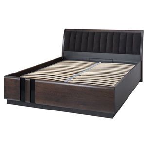 Dvoulůžková postel Porti 76 160x200 z masivu dub čokoládový/černá vyobraziť