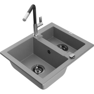 MEXEN/S MEXEN/S - Carlos granitový drez 1.5 vrátane batérie Flora, šedá 6518-71-670401-07-B vyobraziť