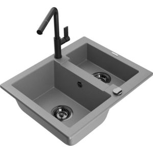 MEXEN/S MEXEN/S - Carlos granitový drez 1.5 vrátane batérie Flora, šedá 6518-71-670401-70-B vyobraziť