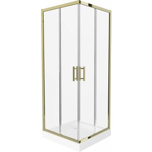 MEXEN/S - Rio sprchovací kút štvorec 80 x 80, transparent, zlato + vanička Rio vrátane výpuste 860-080-080-50-00-4510 vyobraziť
