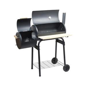 Gril na drevené uhlie s údiarňou čierna/drevo 13048 vyobraziť