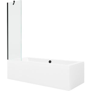 MEXEN/S - Cube obdĺžniková vaňa 180 x 80 cm s panelom + vaňová zástena 50, transparent, čierna 550518080X9505000070 vyobraziť