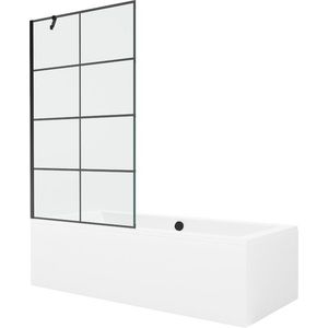 MEXEN/S - Cube obdĺžniková vaňa 180 x 80 cm s panelom + vaňová zástena 100, čierna vzor 550518080X9510007077 vyobraziť