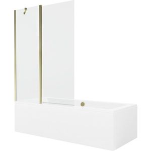 MEXEN/S - Cube obdĺžniková vaňa 180 x 80 cm s panelom + vaňová zástena 120, transparent, zlatá 550518080X9412115000 vyobraziť