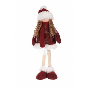 Vianočná dekorácia látkové dievčatko Kabátik, v. 35 cm, červená vyobraziť