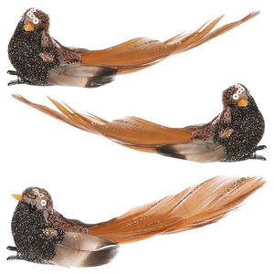 Súprava vtáčikov na klipe, čierno/hnedá, 3 ks vyobraziť