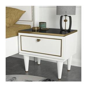 Nočný stolík RAVENNA 47, 2x50 cm biela/čierna/zlatá 804TRH3402 vyobraziť