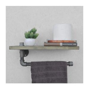 Nástenná polica s držiakom uteráka BORURAF 16x40 cm smrek/čierna 792EVL1807 vyobraziť