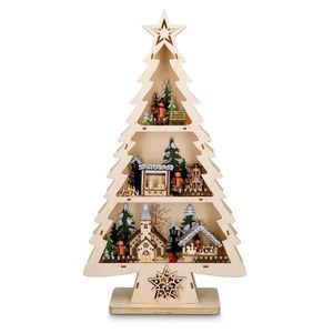 Solight LED drevený vianočný stromček s dekoráciami, 13x LED, 53 cm, 2x AA vyobraziť