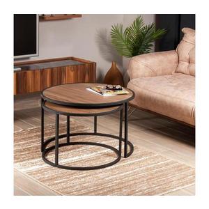 SADA 2x Odkladací stolík TAMBUR čierna/hnedá 875ZNA3302 vyobraziť