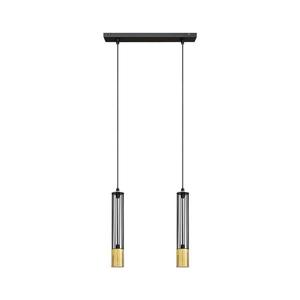 LED Luster na lanku BARS 2xGU10/4, 8W/230V čierna/zlatá W-L 1115/2 GO+BK+GO vyobraziť