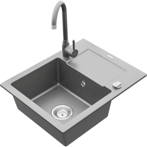 Granitový drez MEXEN ENZO s kuchynskou batériou sivý vyobraziť