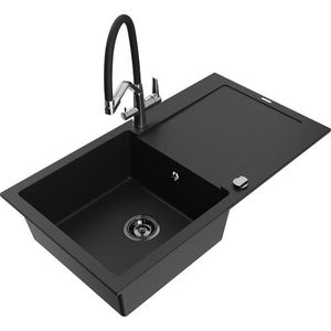 MEXEN/S MEXEN/S - Leo granitový drez 1-miska s odkvapkávačom vrátane batérie Duo, čierna 6501-77-671701-07-B vyobraziť